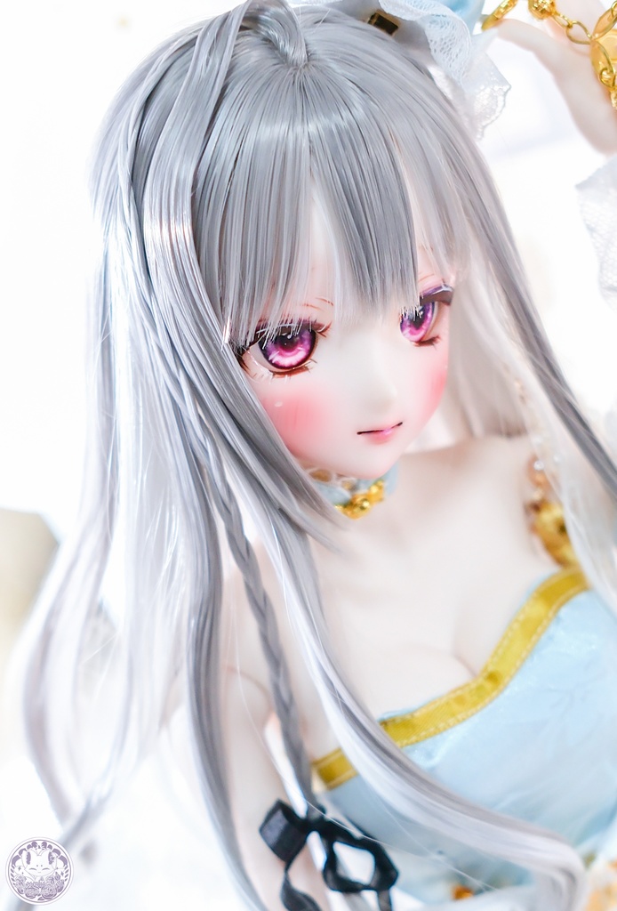 【8~9インチ】ドールウィッグ「ロングあみカール」ミックスカラー