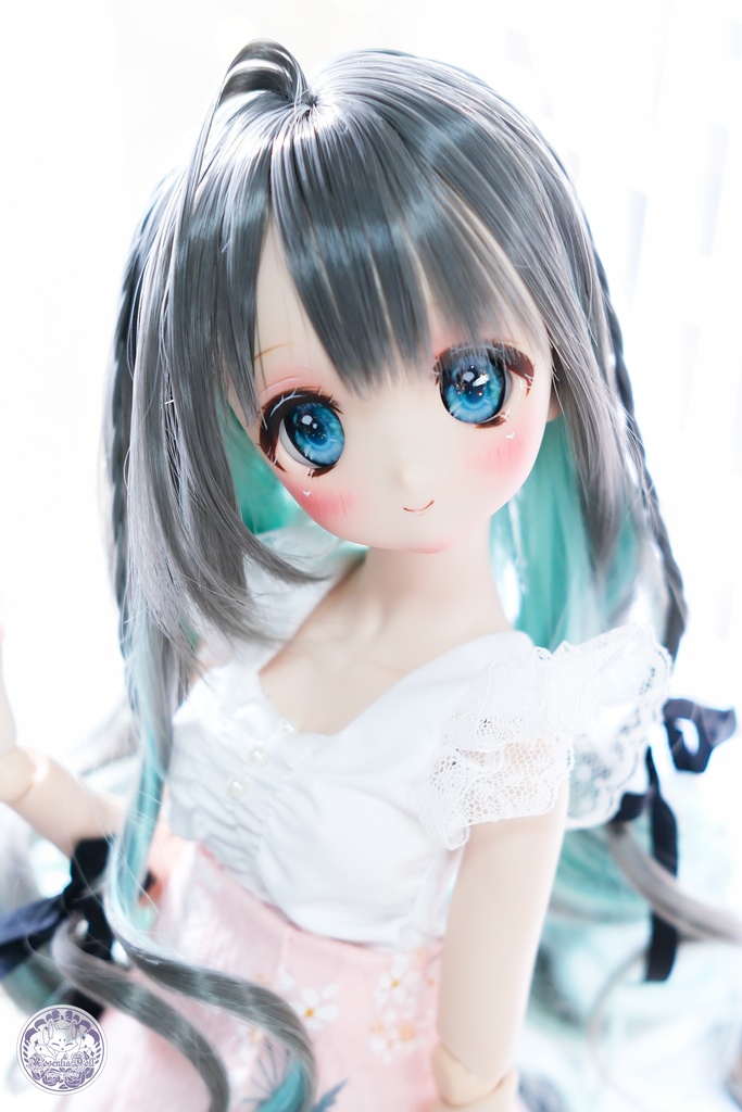 【8~9インチ】ドールウィッグ「ロングあみカール」ミックスカラー