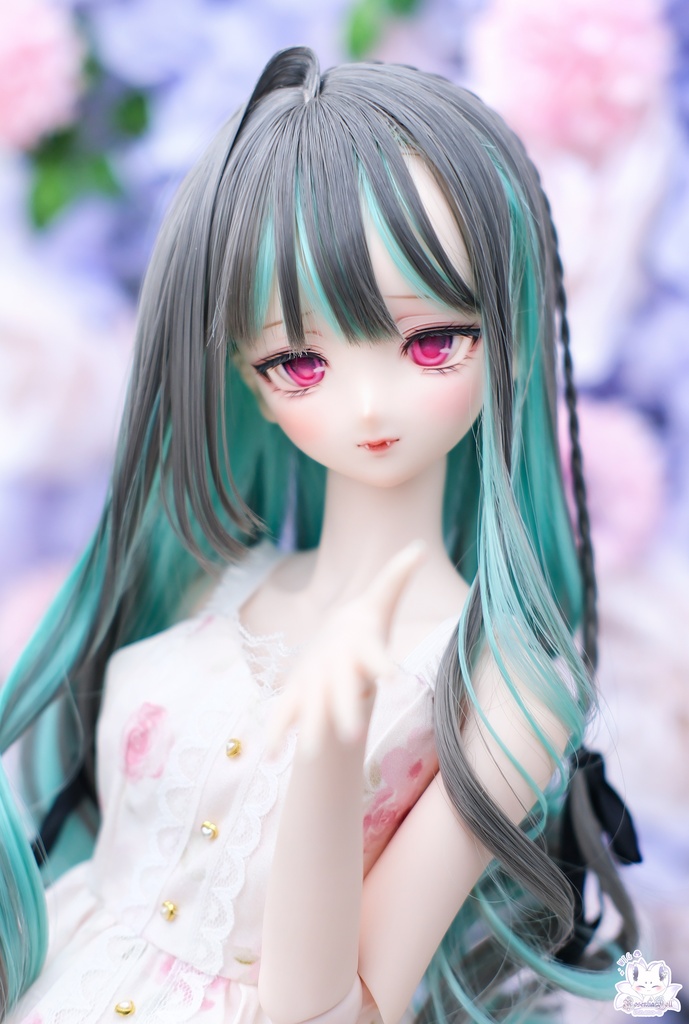 【8~9インチ】ドールウィッグ「ロングあみカール」ミックスカラー