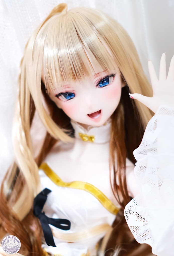 【8~9インチ】ドールウィッグ「ロングあみカール」ミックスカラー