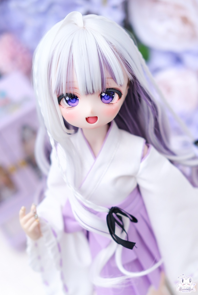 【8~9インチ】ドールウィッグ「ロングあみカール」ミックスカラー