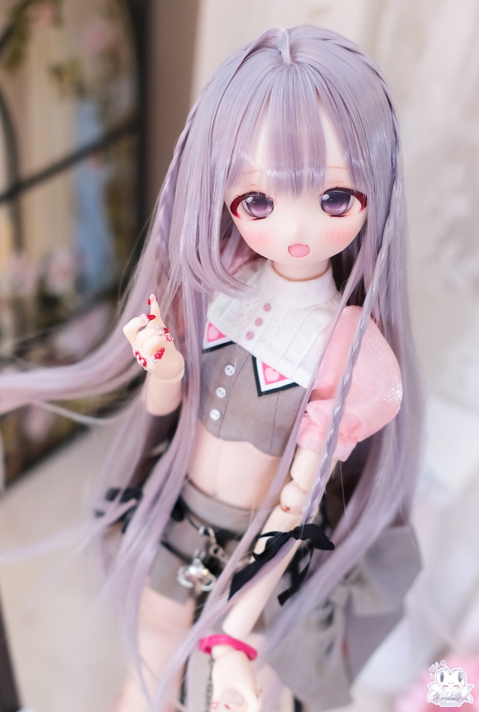 【8～9インチ】　ドールウィッグ　「ロングあみストレート」