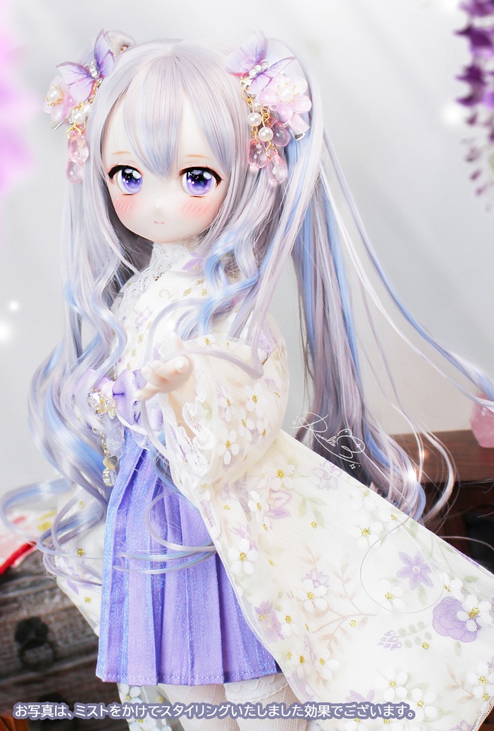 【8~9インチ】 ドールウィッグ 「ゆるふわひめツイン」