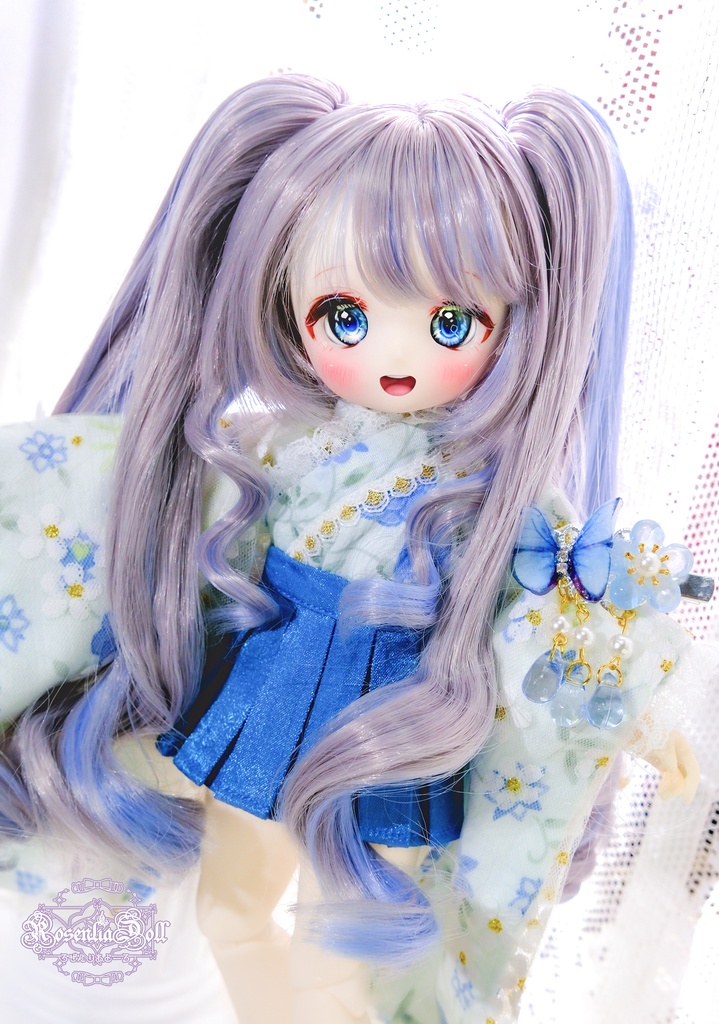 【8~9インチ】 ドールウィッグ 「ゆるふわひめツイン」