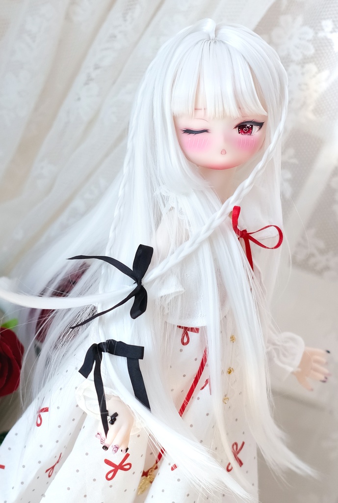 【8～9インチ】　ドールウィッグ　「ロングあみストレート」