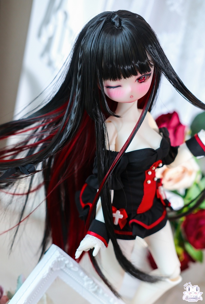 【8～9インチ】　ドールウィッグ　「ロングあみストレート」