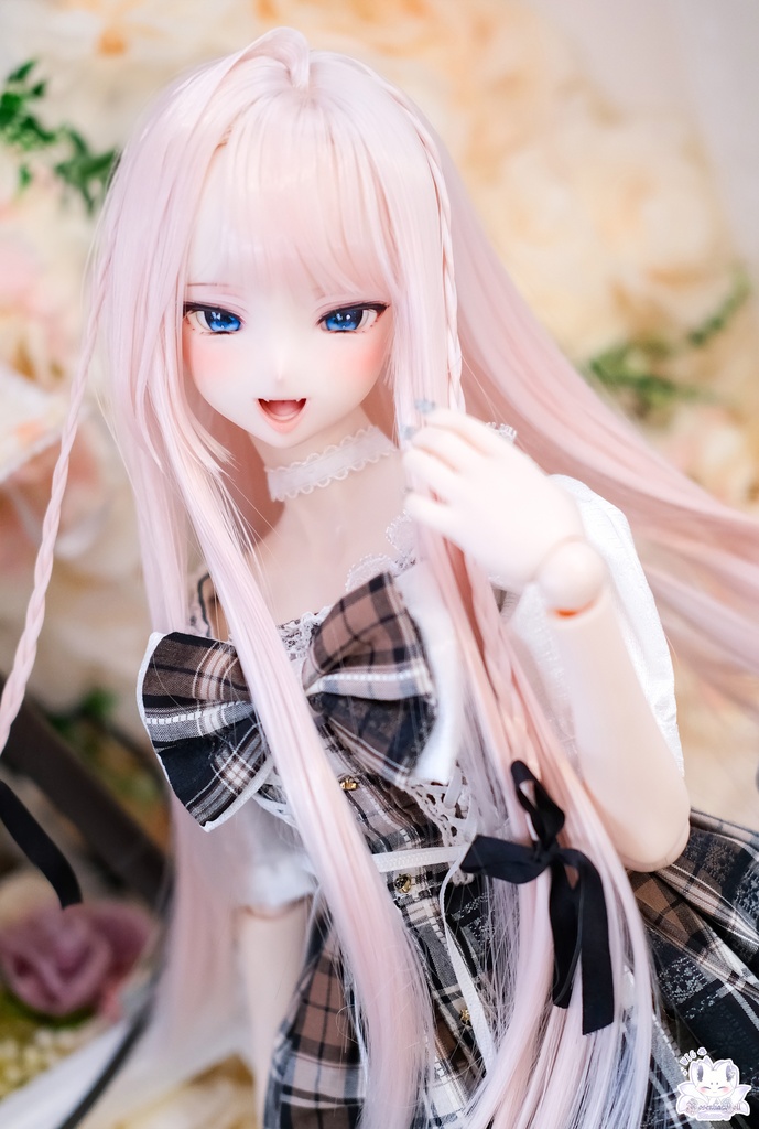 【8～9インチ】　ドールウィッグ　「ロングあみストレート」