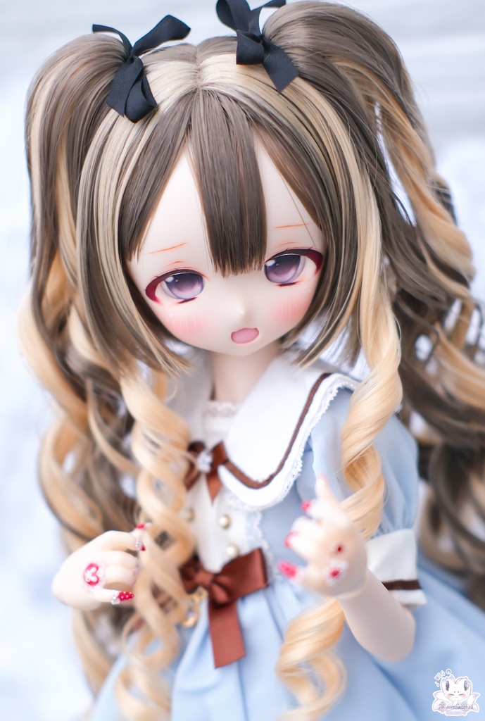 【8~9インチ】ドールウィッグ 「ひめぐるツインテール」