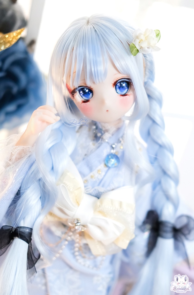 【8~9インチ】 ドールウィッグ 「あみあみツインリボン」