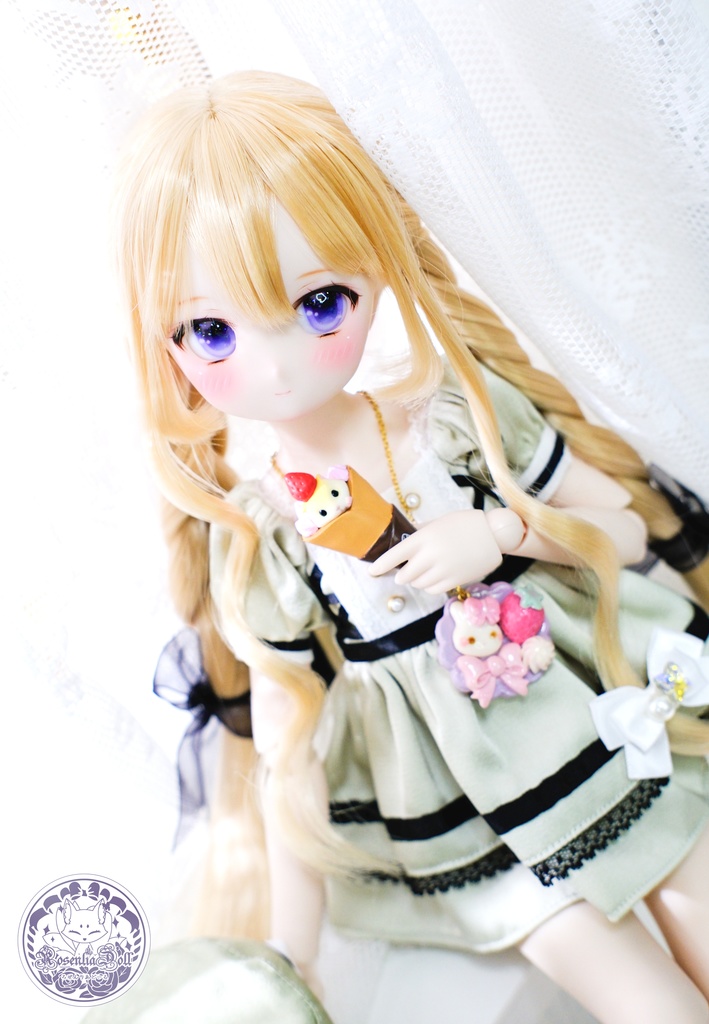 【8~9インチ】 ドールウィッグ 「あみあみツインリボン」