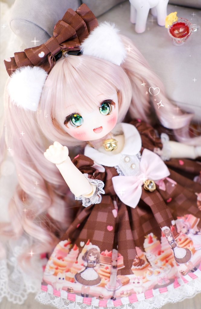 【7~8インチ】 ドールウィッグ 「ひめぐるツインテール」