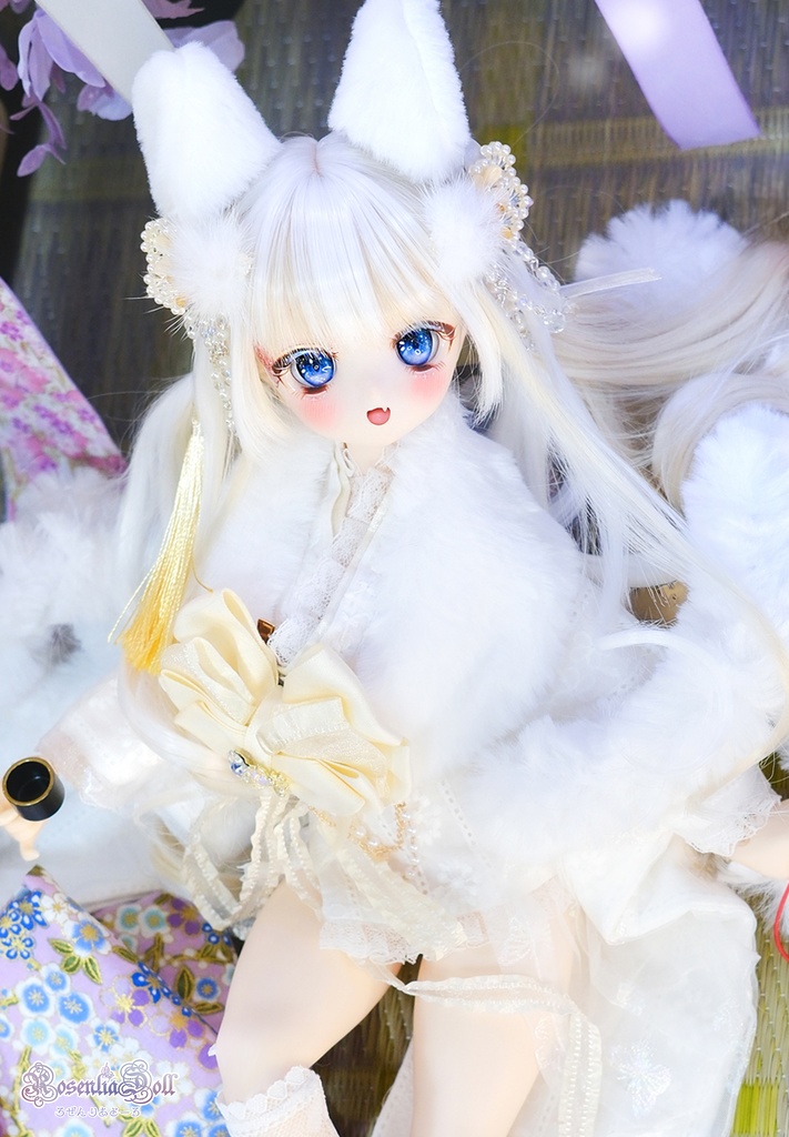 【8~9インチ】ドールウィッグ 「ぐるぐるツインリボン」