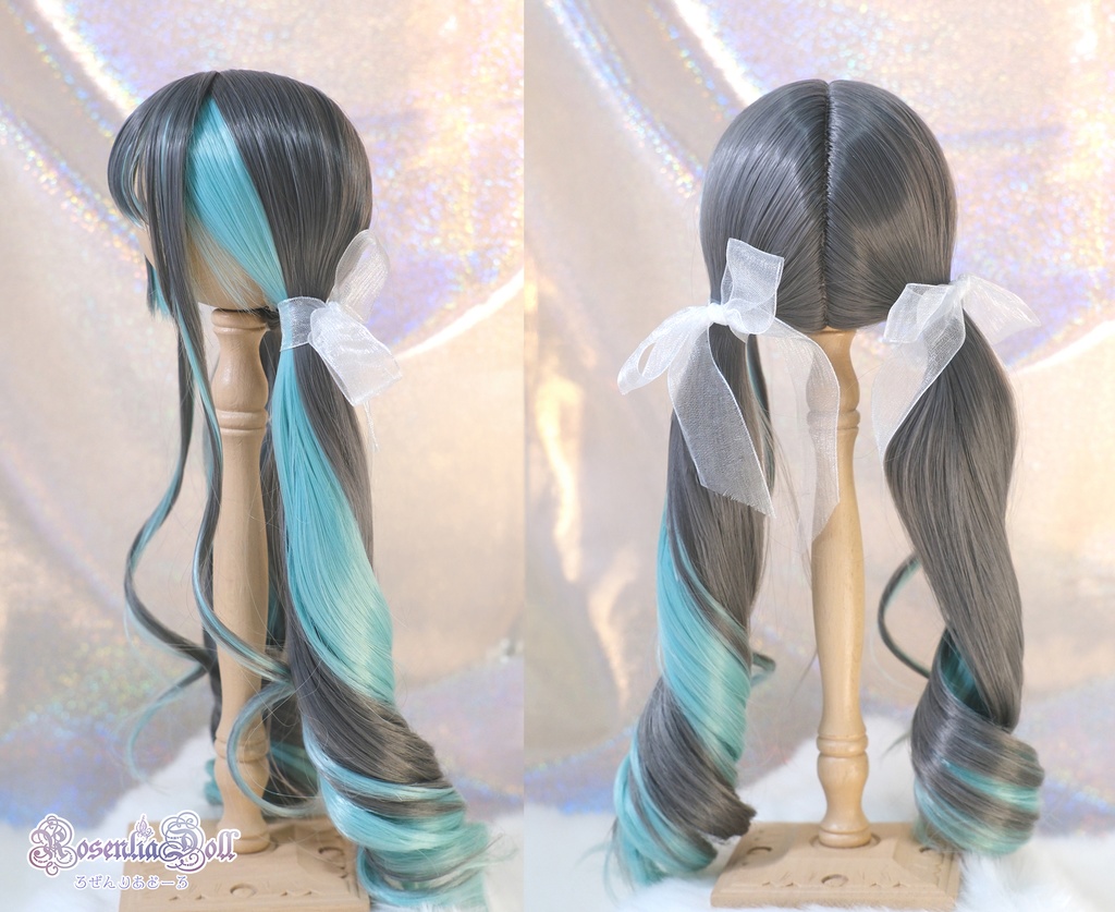 【8~9インチ】ドールウィッグ 「ぐるぐるツインリボン」