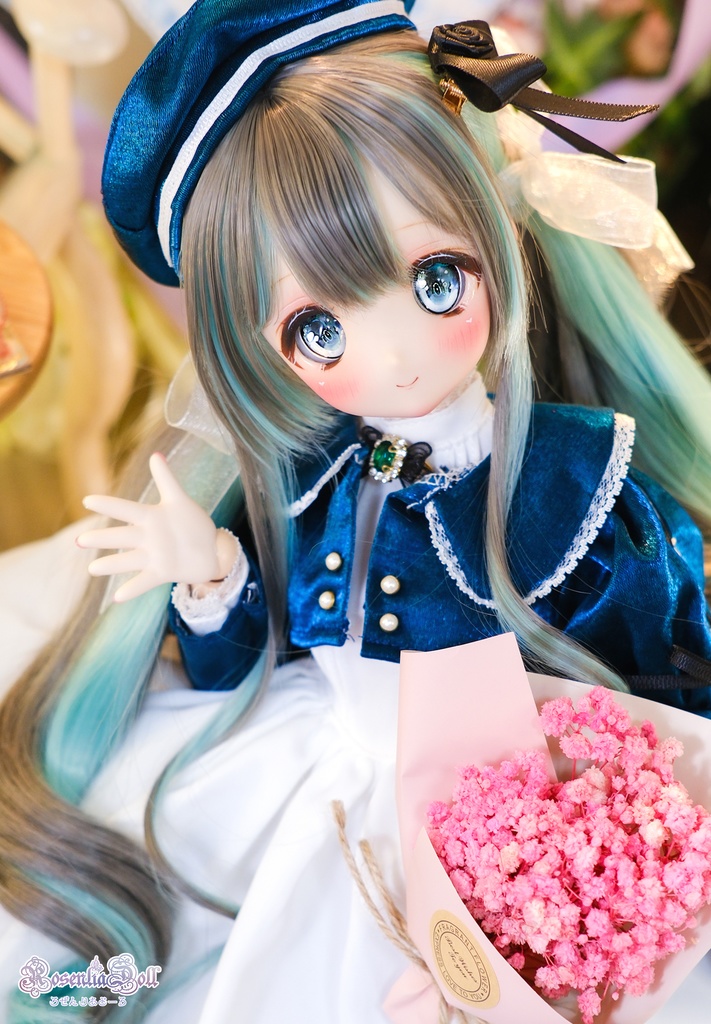 【8~9インチ】ドールウィッグ 「ぐるぐるツインリボン」