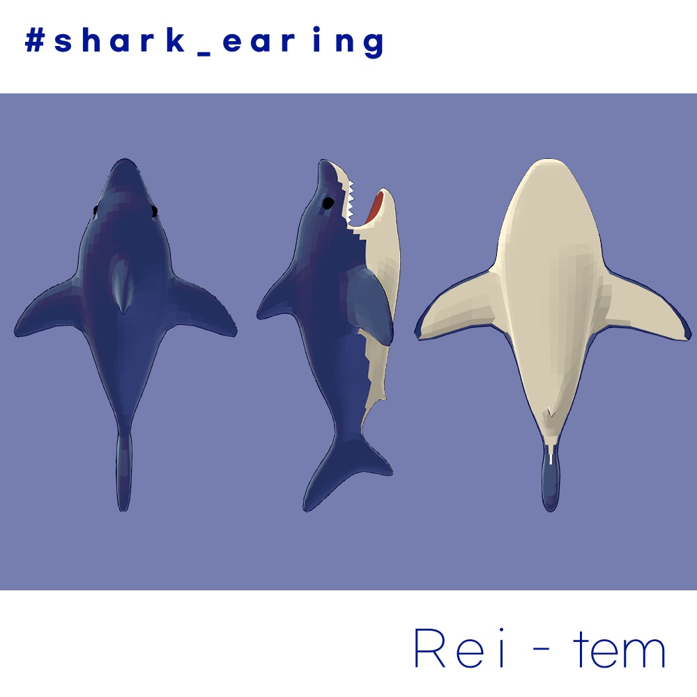 【VRC PB対応】 Shark earring 상어 귀걸이