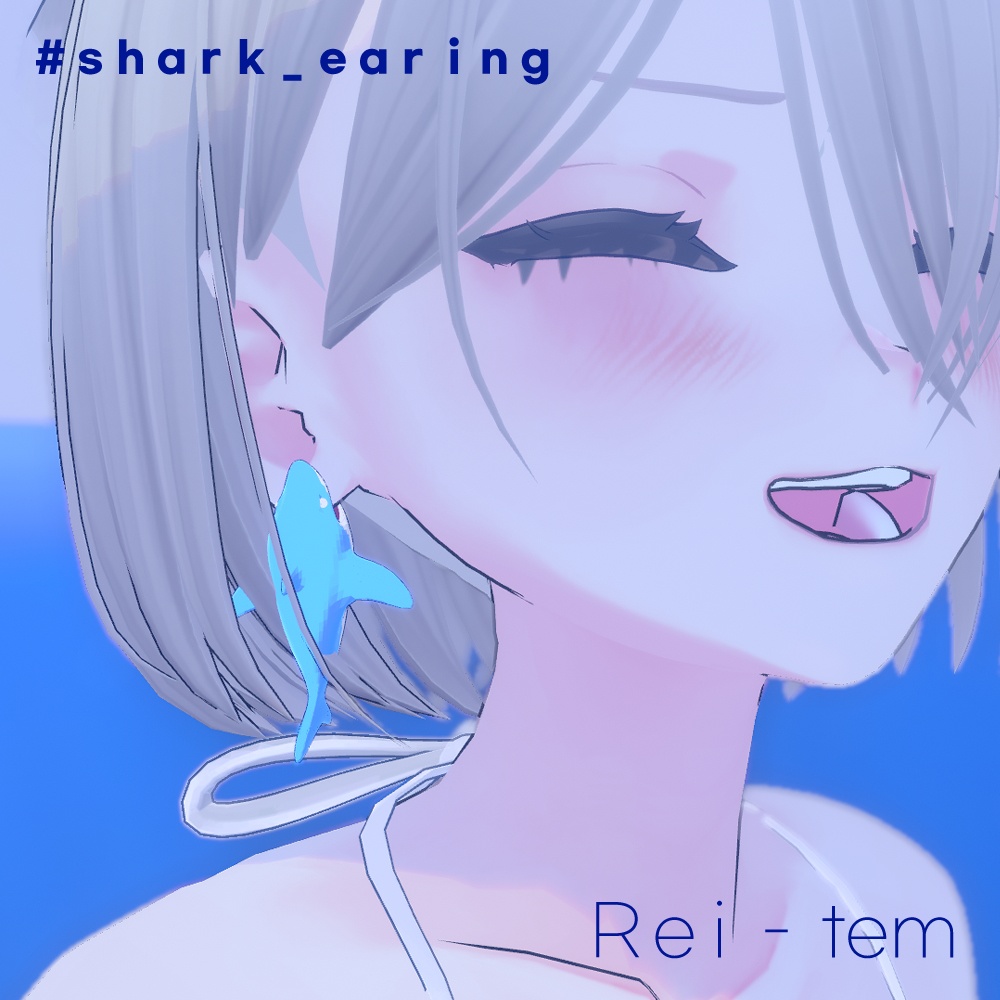 【VRC PB対応】 Shark earring 상어 귀걸이