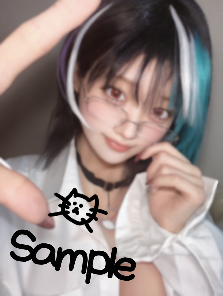 【落書き】ランダムチェキ風ブロマイド(捏造彼シャツメガネ千速ちゃんver.)