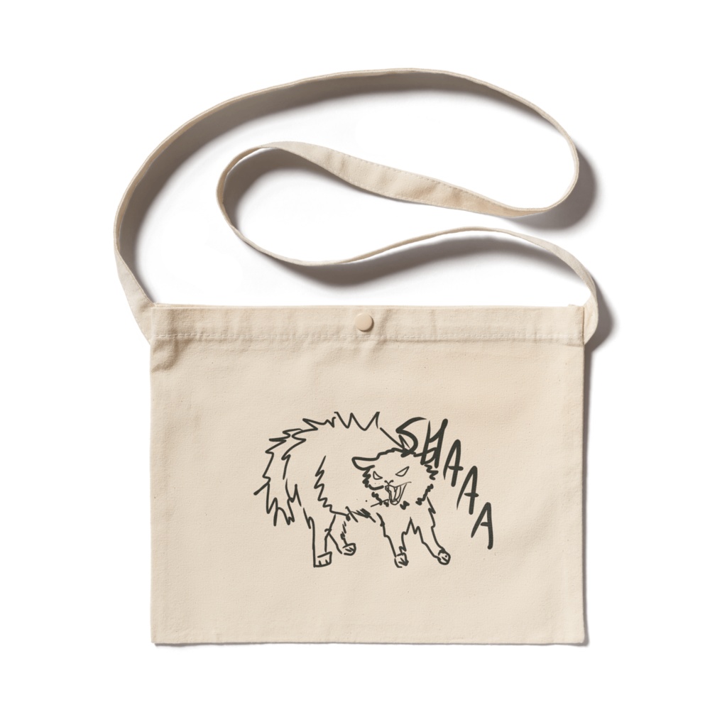 怪獣ねこちまんにゃんもんにゃんちまんにゃんブチギレちゃーはん猫のサコッシュ(自家製ねこの手書きイラスト)