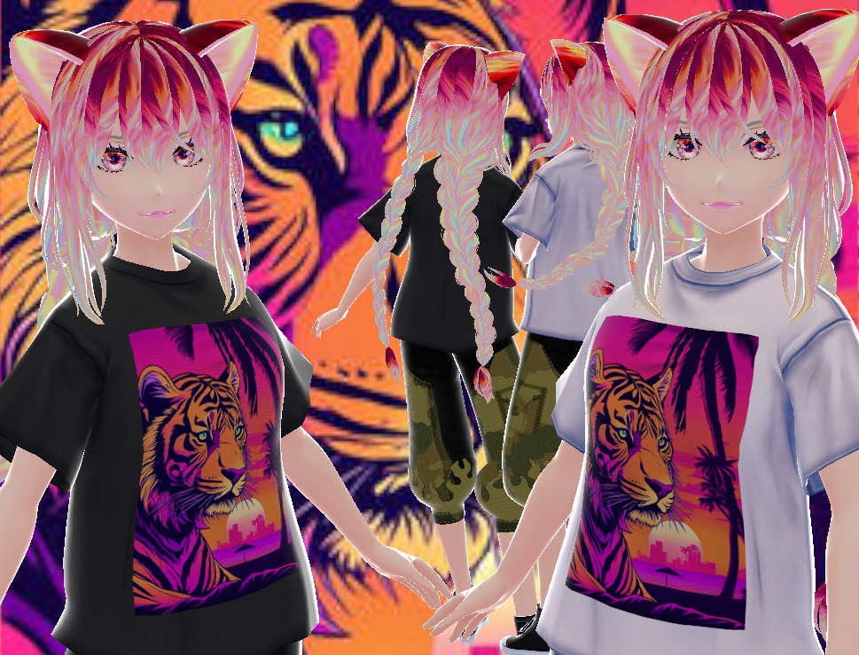 REMERA TIGRE VAPORWAVE toriel79 ( texture/customitem)