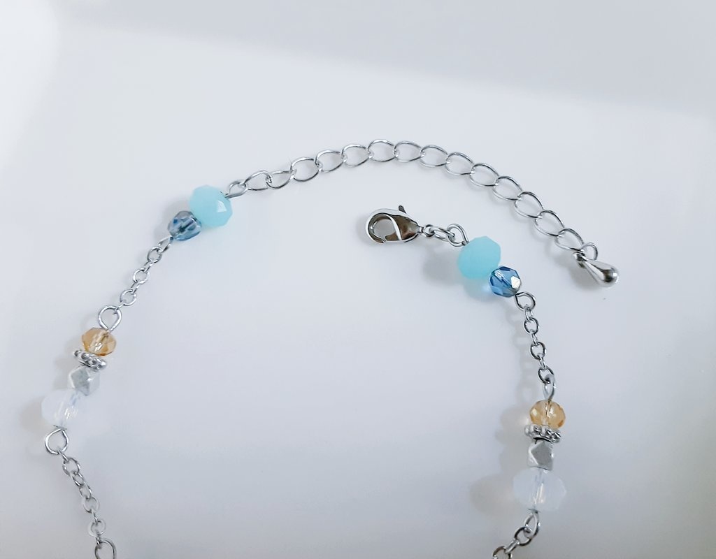 チェコとガラスビーズのブルーゴールドカラーブレスレット