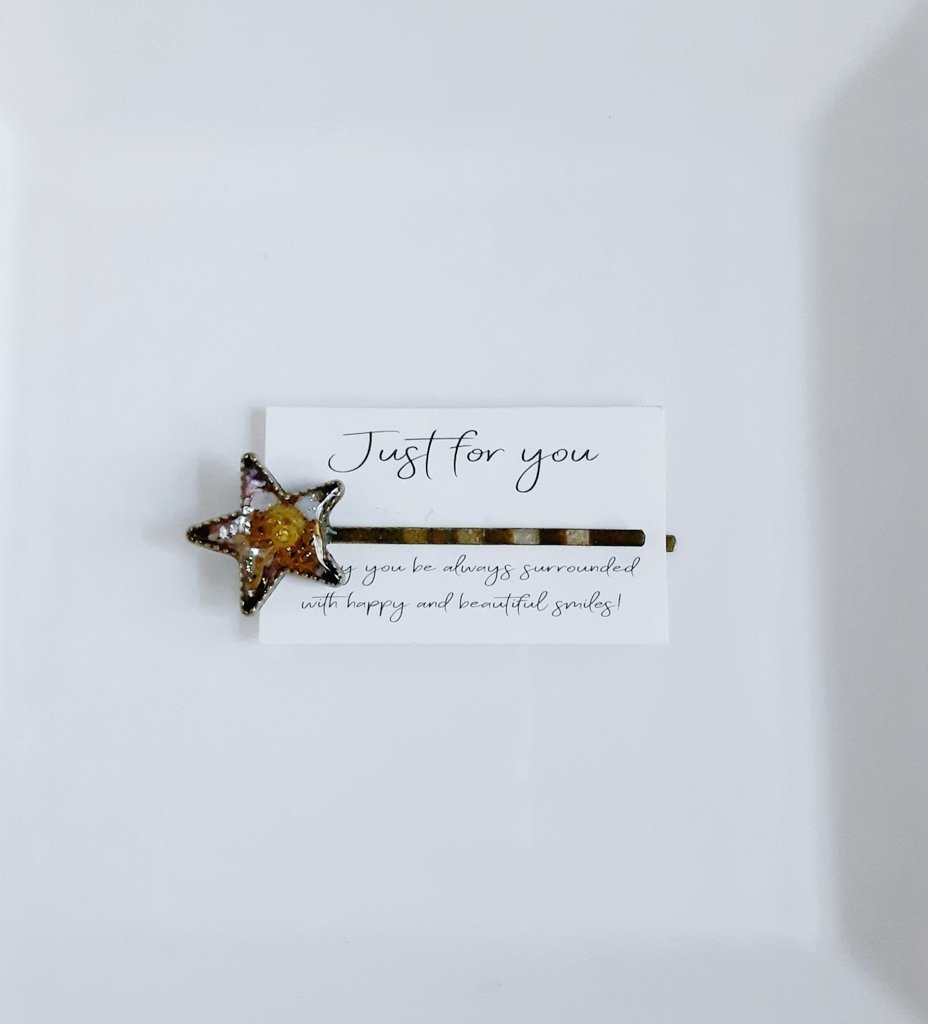 プレゼントにぴったり☆歯車たっぷりスチームパンク風のお星様ヘアピン(薄パープル)