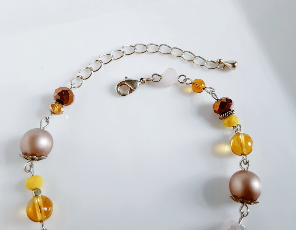 再販☆吹きガラスのようなチェコビーズとイエロー色ビーズのブレスレット