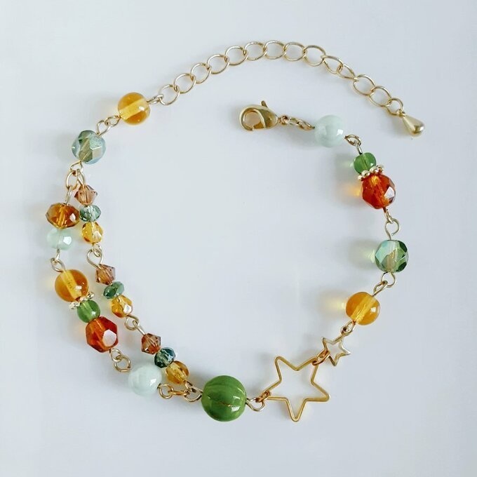 お星様と若草色のブレスレット(プチ2連)
