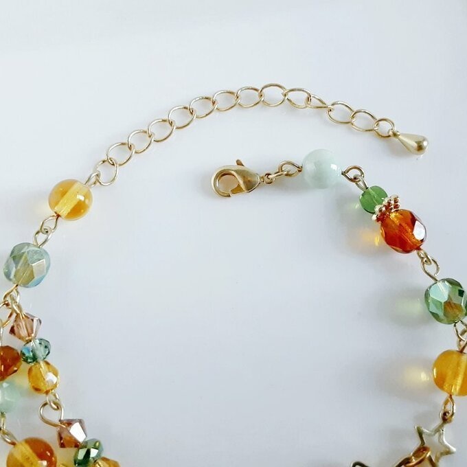 お星様と若草色のブレスレット(プチ2連)