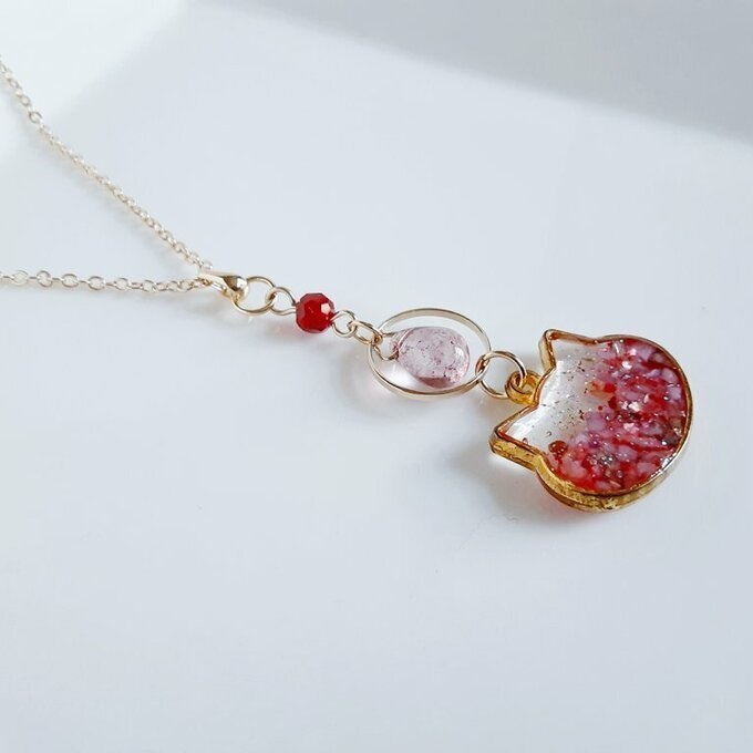 世界にひとつだけ☆可愛いネコのネックレス(ベリーピンク)