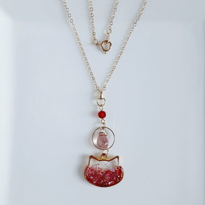 世界にひとつだけ☆可愛いネコのネックレス(ベリーピンク)