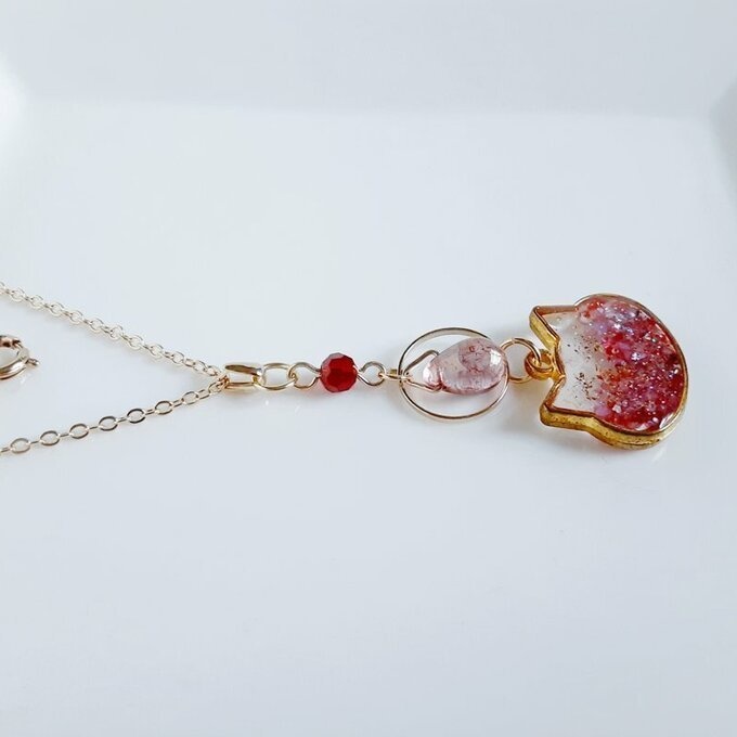 世界にひとつだけ☆可愛いネコのネックレス(ベリーピンク)