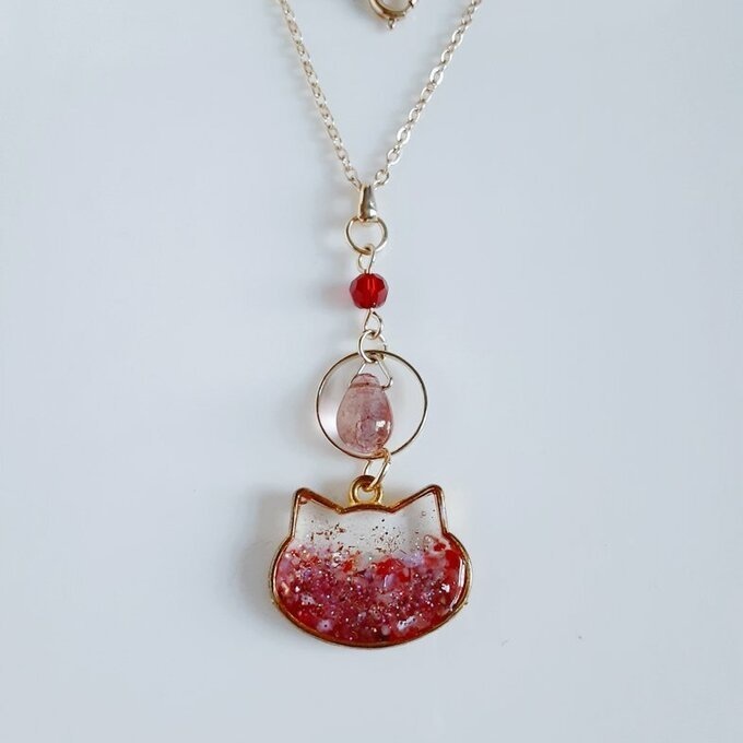 世界にひとつだけ☆可愛いネコのネックレス(ベリーピンク)