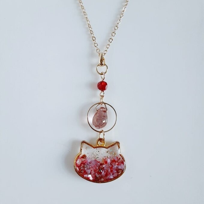 世界にひとつだけ☆可愛いネコのネックレス(ベリーピンク)