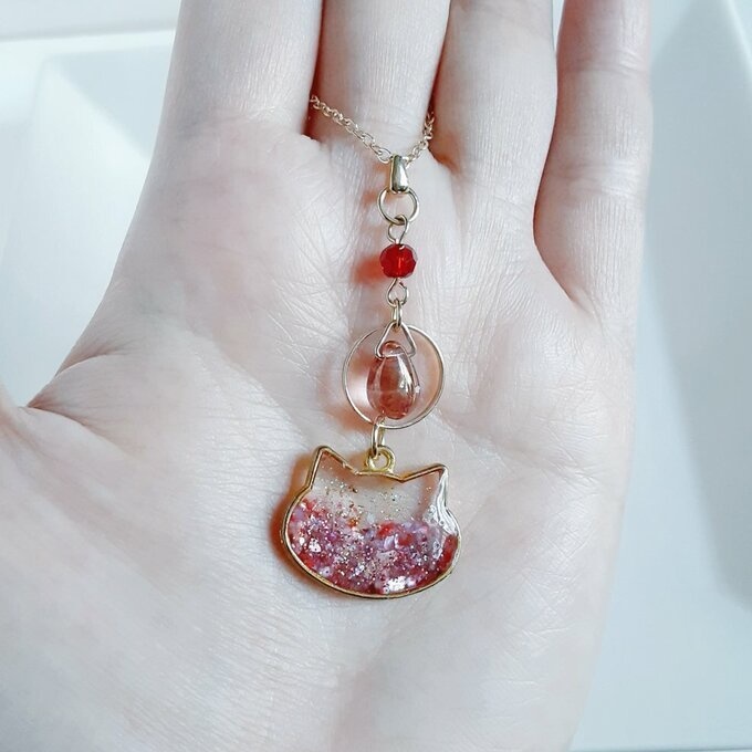 世界にひとつだけ☆可愛いネコのネックレス(ベリーピンク)