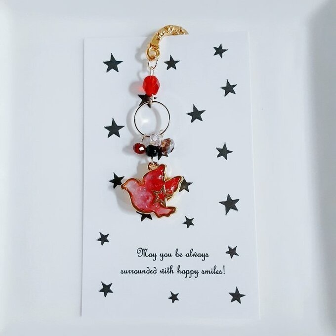 プレゼントにも自分用にもぴったり☆いちごジャムのような幸せのハトさんのブックマーク/しおり(文庫本用)