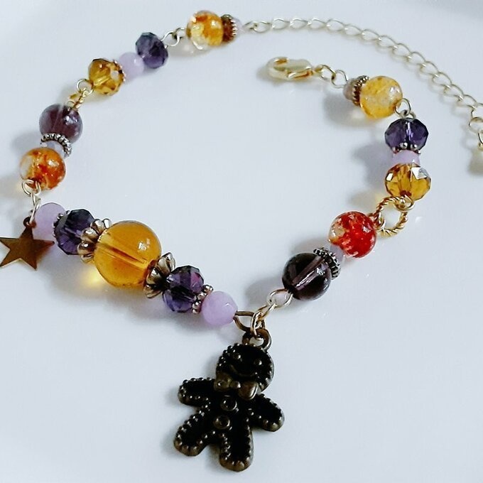 10%オフ☆ハロウィンブレスレット?(トパーズ×バイオレット)