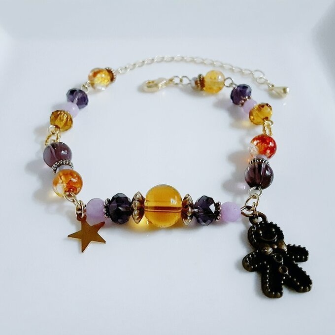 10%オフ☆ハロウィンブレスレット?(トパーズ×バイオレット)