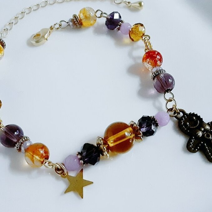 10%オフ☆ハロウィンブレスレット?(トパーズ×バイオレット)