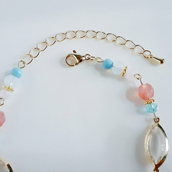 アクリルフレームストーンが素敵な可愛いブレスレット(ピンクブルー)