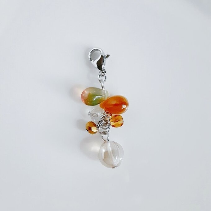 チェコビーズが揺れる☆しずくとガラスビーズのマスクチャーム/マスクアクセサリー(黄昏ゴールド)