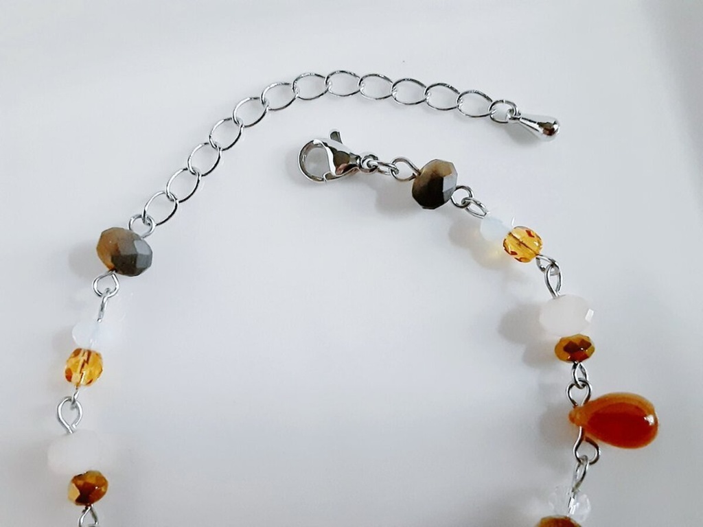 しずくとガラスビーズの黄昏ゴールドカラーのグラデーション風ブレスレット