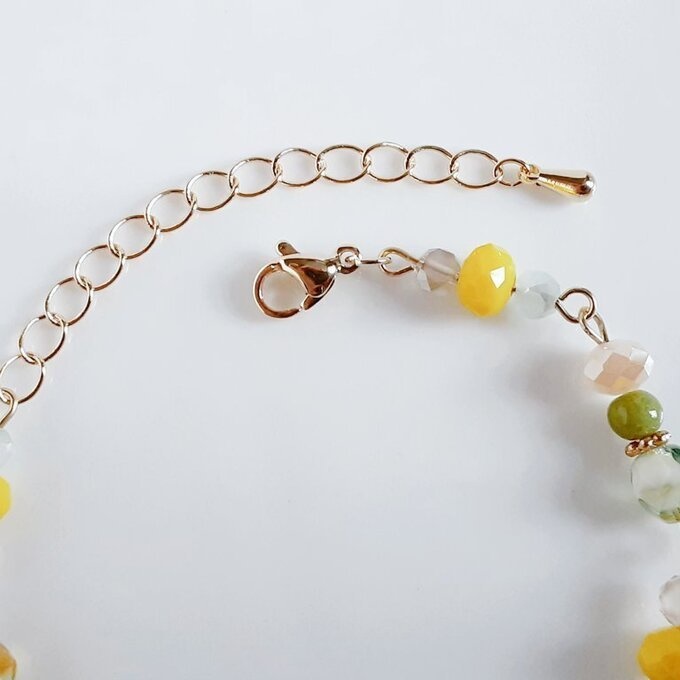 スクエア付き☆秋の爽やかイエローグリーンカラーのブレスレット
