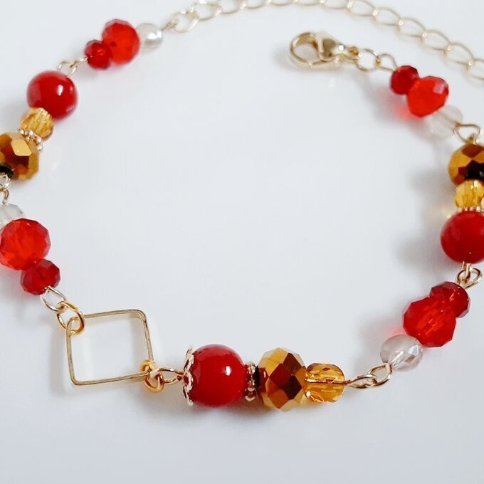 スクエア付き☆秋の紅葉カラーのブレスレット