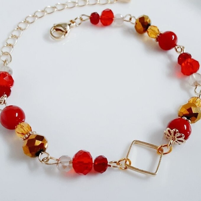 スクエア付き☆秋の紅葉カラーのブレスレット