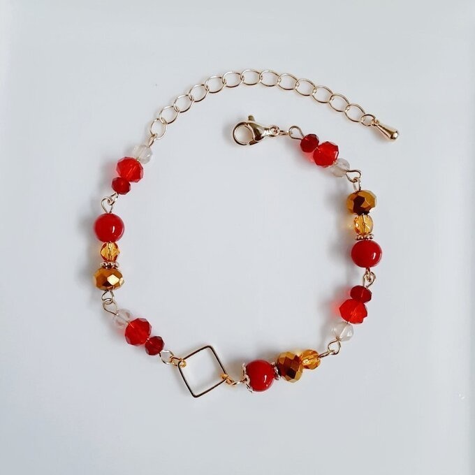 スクエア付き☆秋の紅葉カラーのブレスレット
