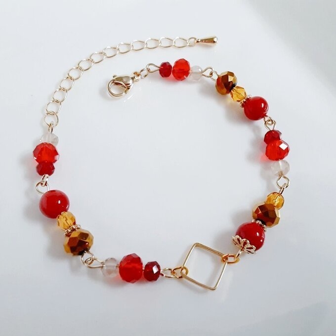 スクエア付き☆秋の紅葉カラーのブレスレット