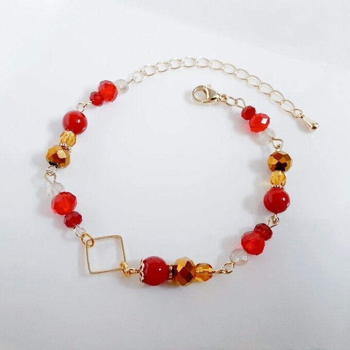 スクエア付き☆秋の紅葉カラーのブレスレット