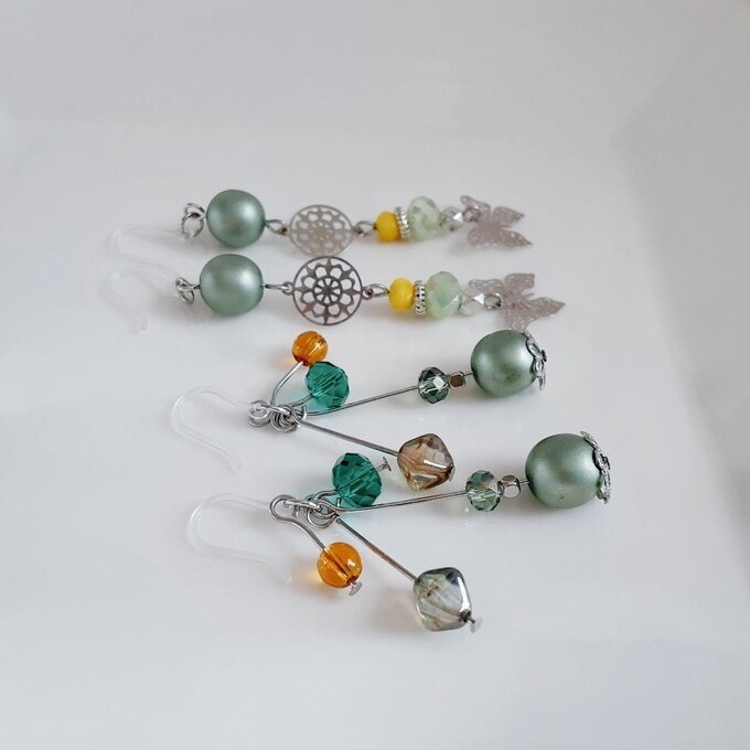 お買い得ピアス/イヤリングセット(樹脂フックピアス×グリーン)