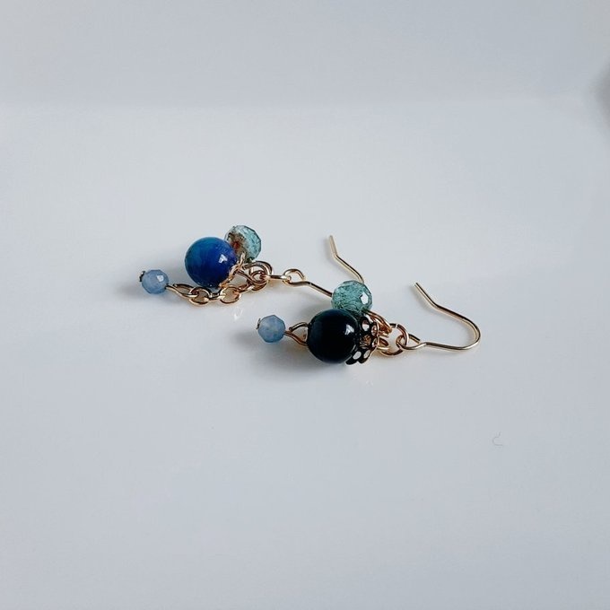 ミックスカラータイガーアイと天然石のちょいミニピアス/イヤリング