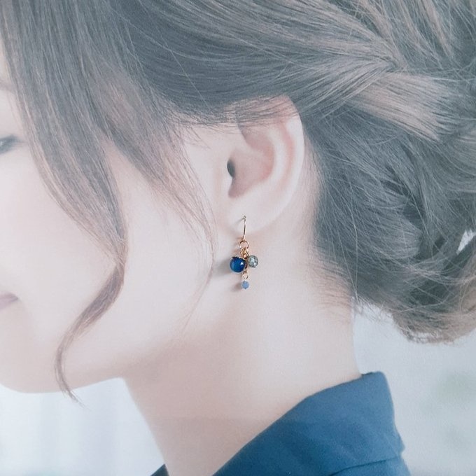 ミックスカラータイガーアイと天然石のちょいミニピアス/イヤリング